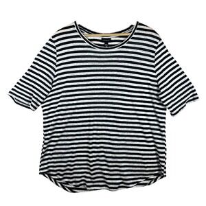 Who What Wear XXL Striped Linen Short Sleeve T-Shirt Relaxed Casual Top Nautical